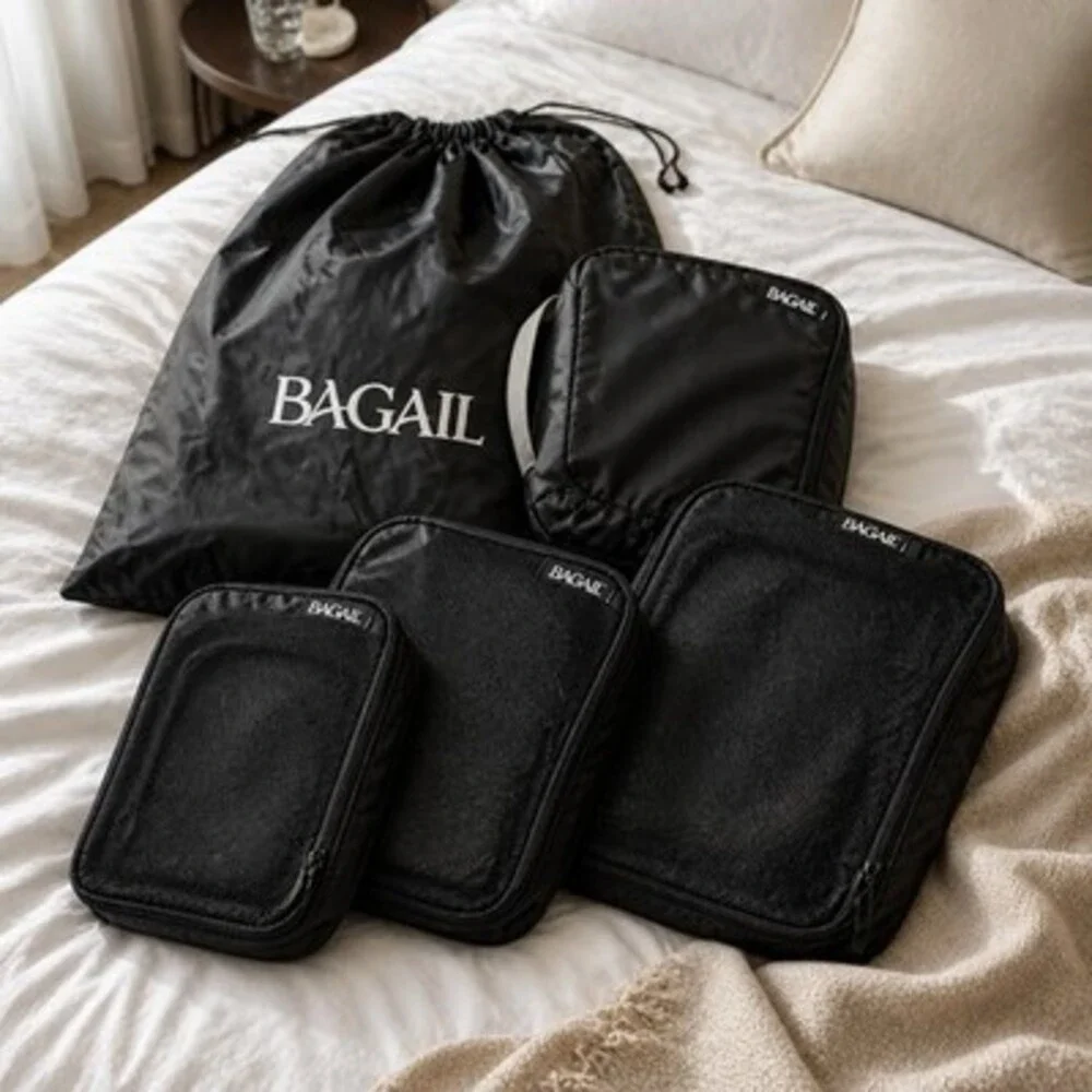 NEW BAGAIL-6 set-Packing Cubes-Multifunctional Luggage Organizers for Travel-Blk
